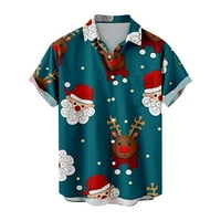 Tking modni muški košulja Božićni stil tiskani kratki rukav labav gumb Ležerne košulje za majicu za