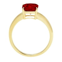 1.5ct Asscher Cred Red Natural Garnet 18K žuti zlatni angažman prsten veličine 8,75