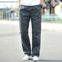 Juebong Muške velike i visoke teretne hlače Stretch elastični struk višestruki džepovi Sportske hlače