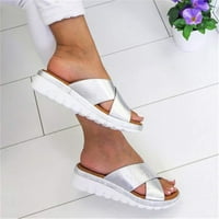 Ecqkame Ženske debele platforme Papuče za čišćenje Žene Dressy Comfy platforme casual cipele Ljetna