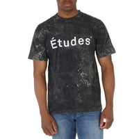 Etudes Muška izbijeljena crna logotip-tisak Organska pamučna majica, veličina srednje