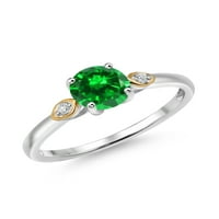 Srebro i 10k žuto zlato 1. CT Zelena kreirana smaragd G-H laboratorija uzgojeni dijamantni zaručni prsten