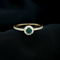 Pravi crni opal prsten sa moissitnim halo za žene, 14k žuto zlato, SAD 7,00