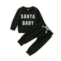 Rovga Boy Outfit Toddler Girging Božićni zimski dugi rukav Santa Baby Pismo Ispis vrhovi hlače Outfits