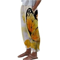 CLLIOS PLUS sizene posteljine za žene ljetne elastične struk pantne casual crkvene ravne pantalone Print