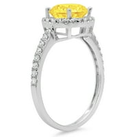 1. CT sjajan okrugli rez Clear Simulirani dijamant 18k bijeli zlatni halo pasijans sa Accentima prstenom