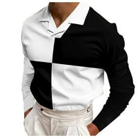 Mens modni casual gumb rever kratki rukav Jakna s kratkim rukavima Top Big Muns T majice Black XL