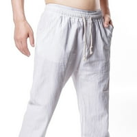 Teretne pantalone za muškarce muške ljetne posteljine pamučne prtljažnice casual labavo povučene elastične