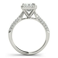 1CTW Prirodni dijamanti i princeza Moissine 18K bijeli zlatni halo zaručnički prsten