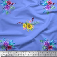Soimoi plava pamučna pamučna tkanina od suncokreta i božuna cvjetna tiskana šivanje tkanine dvorište