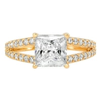 2.48CT Princess Clear Clear Moissine 18K žuta zlatna godišnjica Angažovane prstene veličine 9