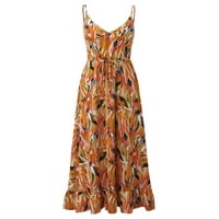Ženske ljetne haljine cvjetne boho špagete kaiš dole Swing midi haljina za plažu