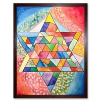 Jevrejska zvezda David uzorka Geometrijska folklorna umetnička akvaretna vodkolor Slikarstvo Art Print