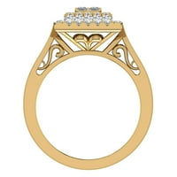 0. CT TW kvadrat halo sa princezom i filigranskim klaster prstenom 14K zlatom
