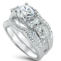 Zaručni prsten Laraso & CO CZ i vjenčani pojačani zamotač mladenka za žene za žene veličine 5