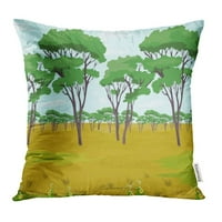 Pejzaž Savannah Afrika Desert afrički safari crtani travnjak jastučni jastuk jastuk za pokrov za bacanje