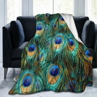 Paun i vintage botanički flannel fleese pokrivač ultra mekani ugodno toplo bacanje lagana pokrivač za