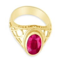 Simulirani rubin prsten keltskog dama u 14K žutog pozlaćenog sterlingu srebrnog nakita za dame, veličine