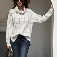 Voncos Ženske kornjače za žene - kornjača labave na klirensu casual pulover ženski džemperi vrhovi bijele