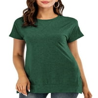 GRIANLOOK DAMIES TEE T-majica sa čvrstim bojama C CREW Crt majica Žene Ležerne prilike tunika Labavi