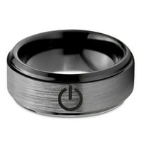 Tungsten Gamer Power Band prsten za muškarce Žene Udobnost FIT Black Step Bevel Edge brukinja sive polirane