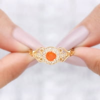 Vatra Opal Vintage Inspirirani prsten sa moissinite Halo - Angažov prsten, 14k žuto zlato, SAD 9,00