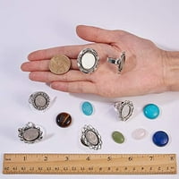 Podesivi antikni srebrni podesivi blank cvjetni kućni prstenovi okrugli ovalni prazni prstenovi