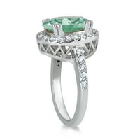 Ženski karatni zeleni ametist i dijamantni prsten u 14k bijelo zlato