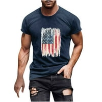 Stamzod Muške majice Casual Okrugli vrat Američka zastava Štamparija Pulover Fitness Sportska šorc rukava