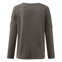 Puntoco bluza za klirensu žene čipke šuplje od pulover s dugim rukavima majica majica majica smeđu 14