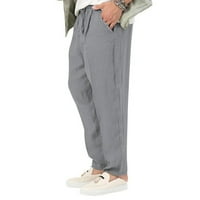 Muški elastični struk pamuk posteljina joga sportske harem hlače joggings joggers pantalone siva 2xl