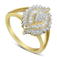 10k žuto zlato 0,25ct tdw okrugli i baguette rezan dijamantski prsten u obliku očiju
