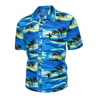 Snižena havajska majica za muškarce Havajska sitnica rever kratkih rukava, plava
