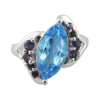 Zemlja dragulje nakit plavi topaz prsten iolite prsten sterling srebrni prsten markise dragulja Srebrna