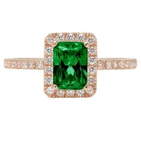 1.86ct smaragdni rez zeleni simulirani smaragd 14K ružičasto zlato Angažovanje halo prstena veličine