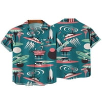 Groanlook Muškarci Ležerne prilike kratkih rukava Havajska majica s kratkim rukavima gumb za kratki