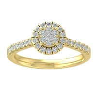 Araiya 10K žuti zlatni dijamantski halo rub prsten, veličina 9