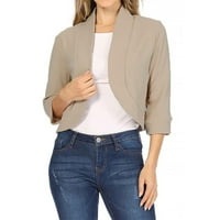 Simplmasygeni ženske duge rukave obrezani rever blezer zazor moda Solid boja casual jakna Poslovno malo