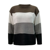 Miayilima Ženska blok boja džemper V izrez dugih rukava Ležerne prilike labave pulover Plint Jumper