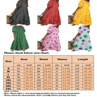 Grianlook Žene Sundress cvjetni print Tunika haljina pola rukava casual maxi haljine polka točkice dame