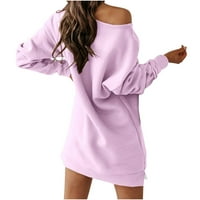 Maxi haljina za žene džemper s dugim rukavima Solid Purple XL