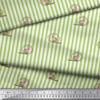 Soimoi Green Modal Satin tkanina Mačka i vijenac Stripe natrag od tkanine široko