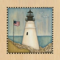 Logan, Beth crni moderni uokvireni muzej umjetnički print pod nazivom - Lighthouse Cove III