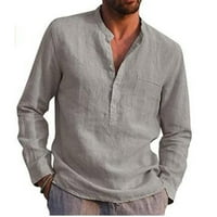 Lannger Man Dugme V-izrez dugih rukava Jesenska čvrsto labava bluza Ležerna majica Muška odjeća Trgovina