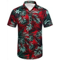 Odeerbi Graphic Havajska majica za muškarce Button-up majica na plaži Casual Labavi majica Štamparija