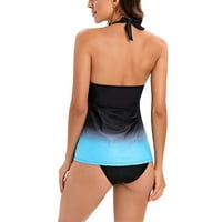 Vekdone modne žene casual remen seksi ispis Split dvije kupaće kostim od plaže Swimress, plava, xxxxxl