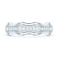 Sterling srebrni fantastični oblik talasa Milgrain simulirani okrugli briljantni dijamantski vječni