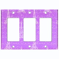 Poklopac ploča za metalnu svjetlost Romantični Pariz Eiffel Tower Pismo ljubičaste PRS008