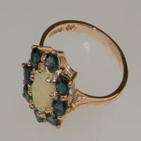 Britanska napravljena 18k ruža Gold Natural Opal & London Blue Topaz ženski prsten izjave - Veličina