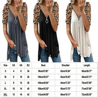 Žene Ljeto kratkih rukava hladno rame V izrez patentni patentni tunik vrhovi labavo leopard bluza